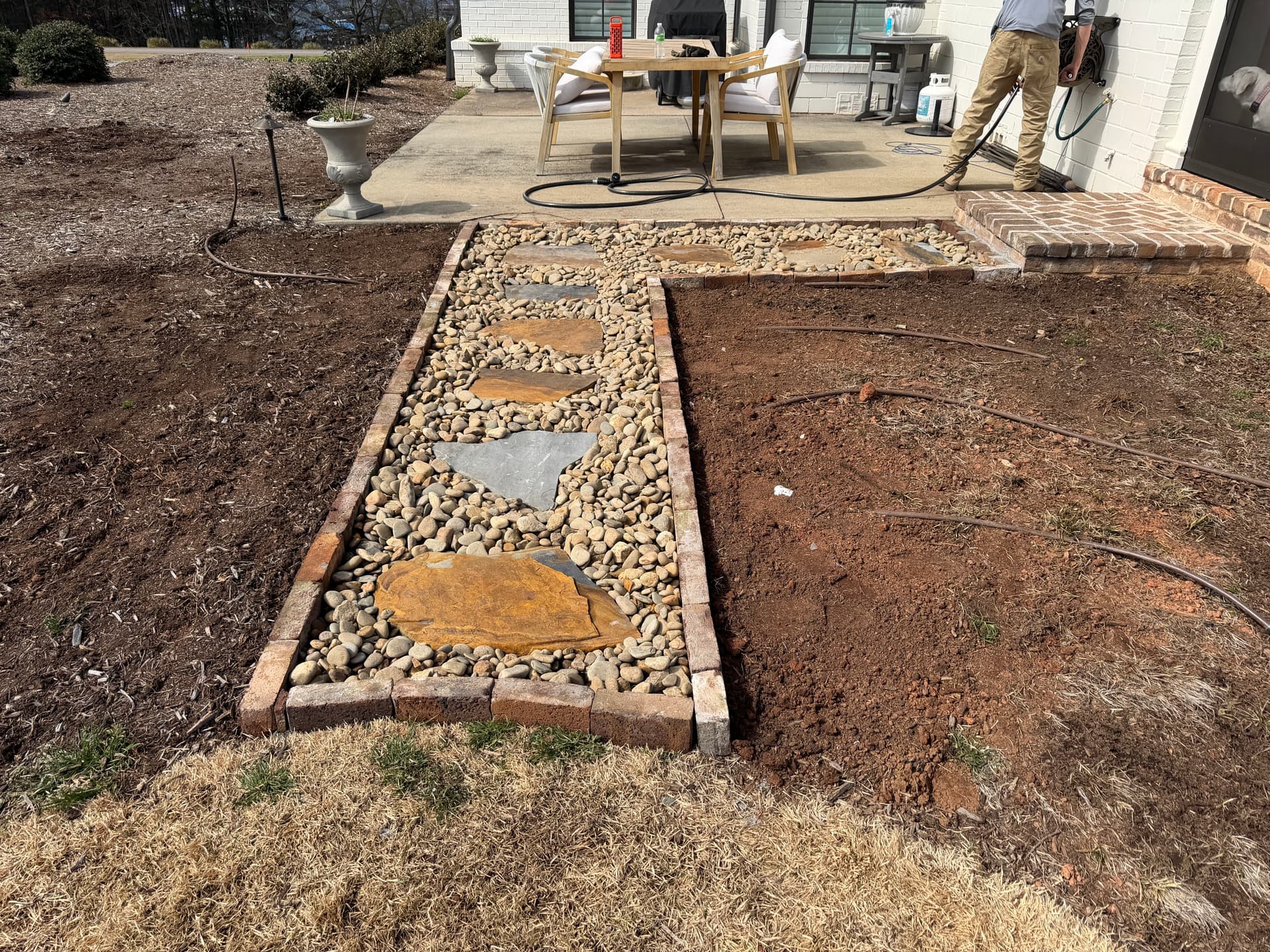 Gallery photos for Porch Landing Makeover with Natural Stone Pathway: Image #2